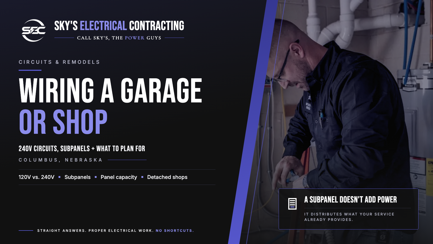 Wiring a garage or shop in Columbus, Nebraska, with Tim Sky running a new circuit